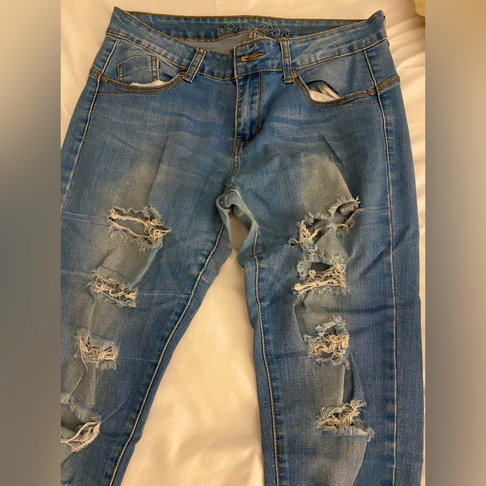 Blue ripped jeans